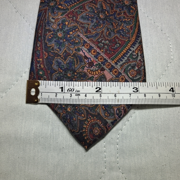 Vintage Damon 💯 Silk Designer Necktie 56" x 3.25" Floral Blue/Red Made in 🇺🇸 - Picture 8 of 9